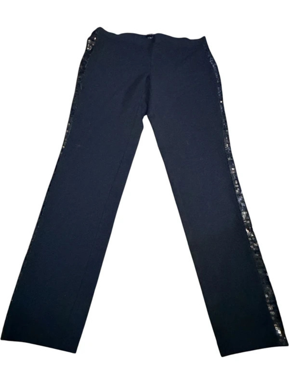 Roz & Ali Women’s L Black Sequin Side Stripe Pull On Stretch Pants